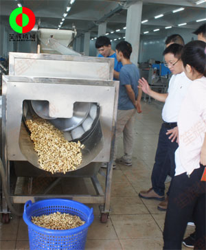 客户到公司现场考察,并测试果蔬清洗机对花生的清洗效果！